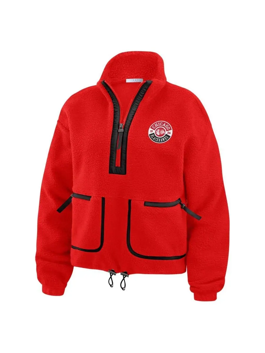 WEAR by Erin Andrews Женская красная флисовая куртка Chicago Blackhawks с застежкой-молнией до — изображение 5 из 5, красный