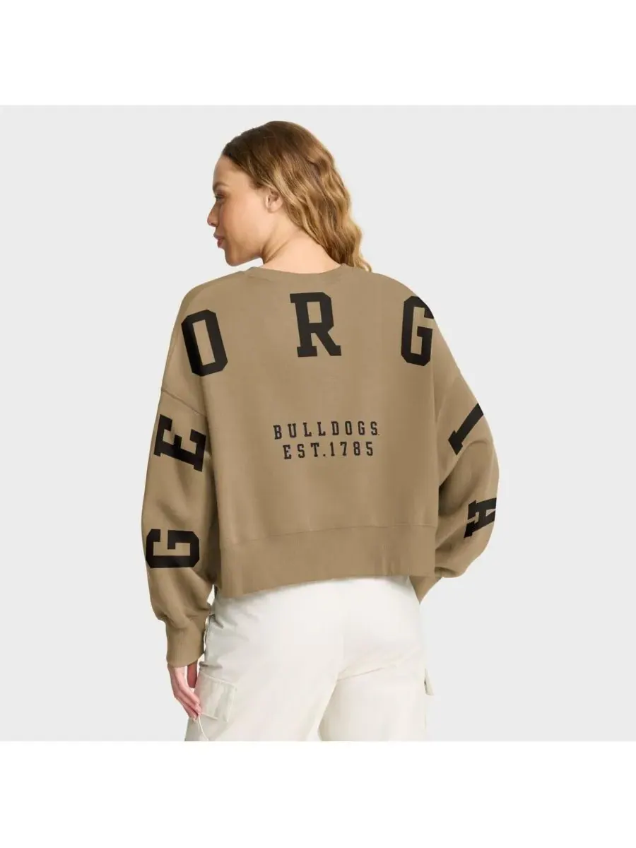 Nike Женская бежевая толстовка-пуловер Georgia Bulldogs Oversized Phoenix 2-Hit — изображение 2 из 3, бежевый