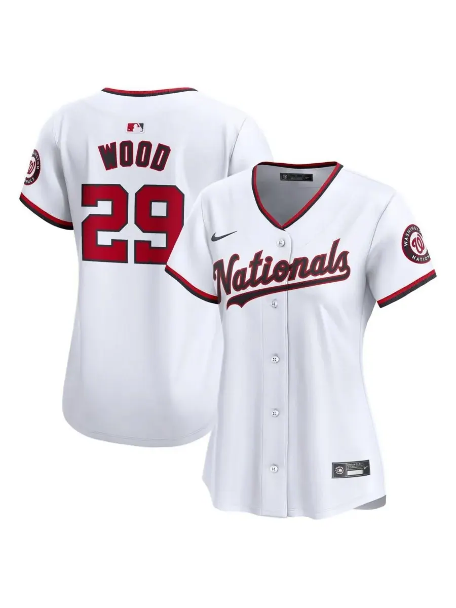 Nike Женская белая домашняя футболка игрока команды Washington Nationals Джеймса Вуда