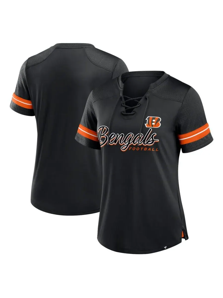 Fanatics Женская черная футболка на шнуровке с надписью "Cincinnati Bengals Play Script"