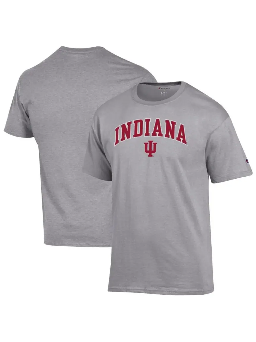 Champion Мужская футболка серого цвета с арочным логотипом команды Indiana Hoosiers