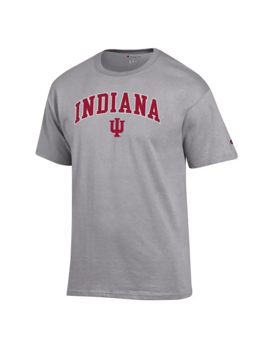 Champion Мужская футболка серого цвета с арочным логотипом команды Indiana Hoosiers — изображение 2 из 3, серый