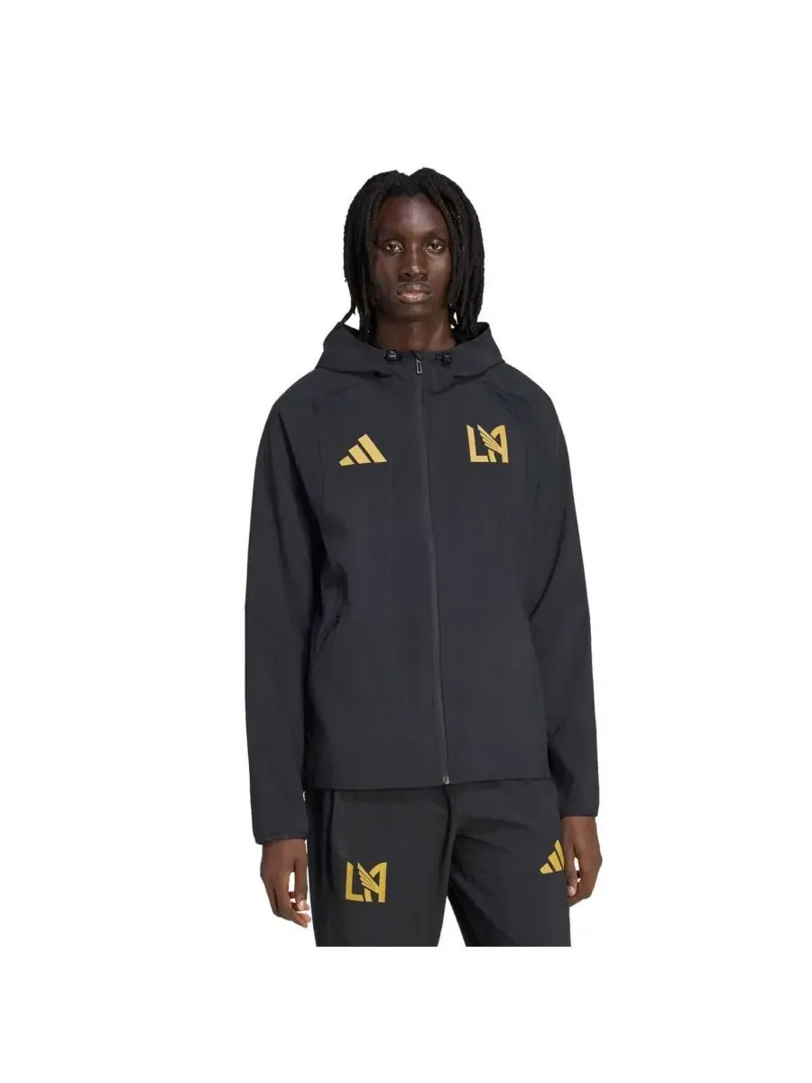 Adidas Мужская черная ветровка LAFC Tiro Travel на молнии с капюшоном