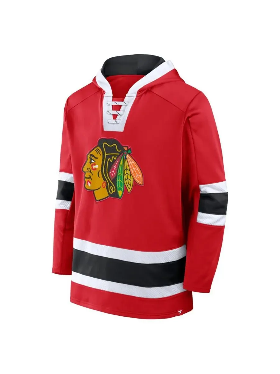 Fanatics Мужская красная флисовая толстовка с капюшоном Chicago Blackhawks Inside Line — изображение 3 из 3, красный черный