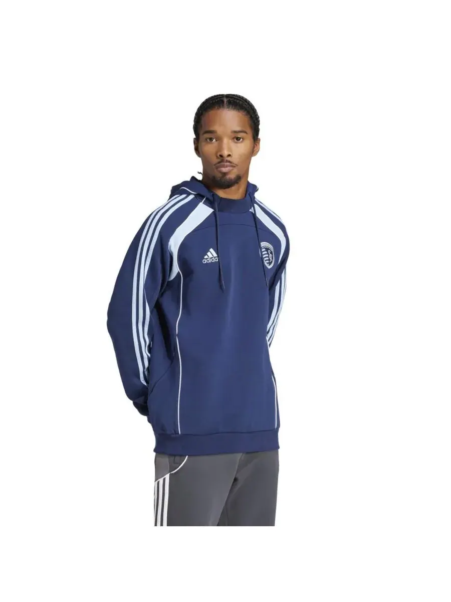 Adidas Мужская толстовка с капюшоном Sporting Kansas City 2025 Travel темно-синего цвета — изображение 2 из 5, темно-синий