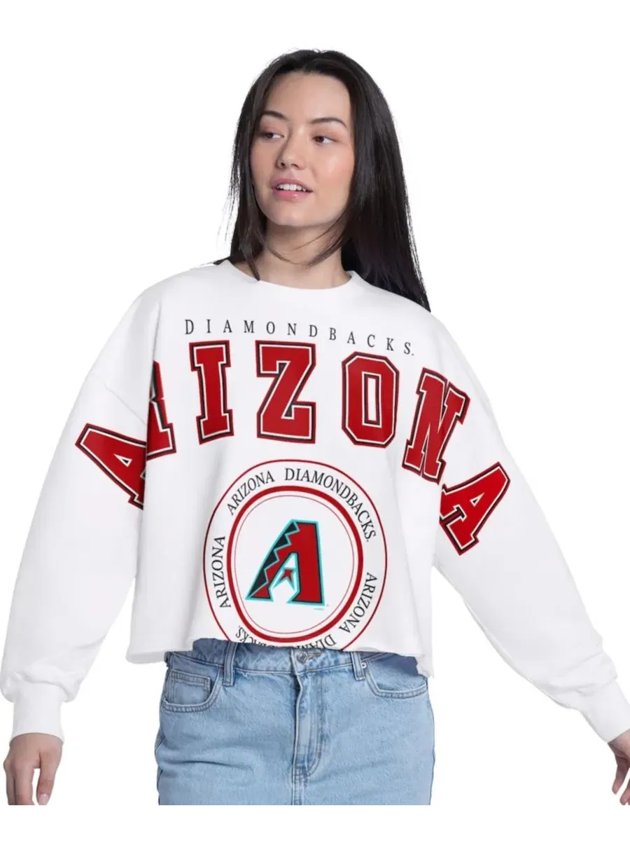 Свитшот женский с принтом Arizona Diamondbacks, Bleachers Cropped Pullover G-III 4Her by Carl Banks