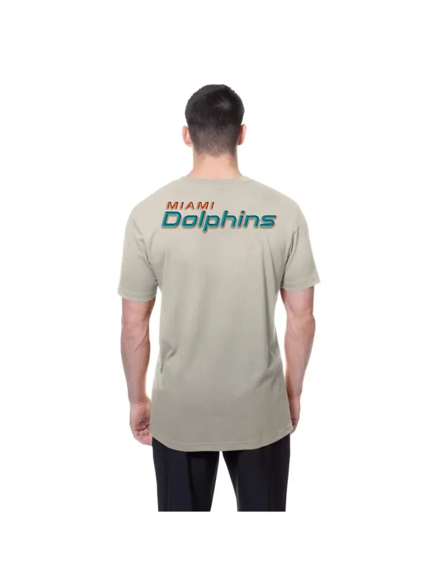 New Era Мужская светло-бежевая футболка с несколькими нашивками команды Miami Dolphins — изображение 3 из 5, светлый бежевый