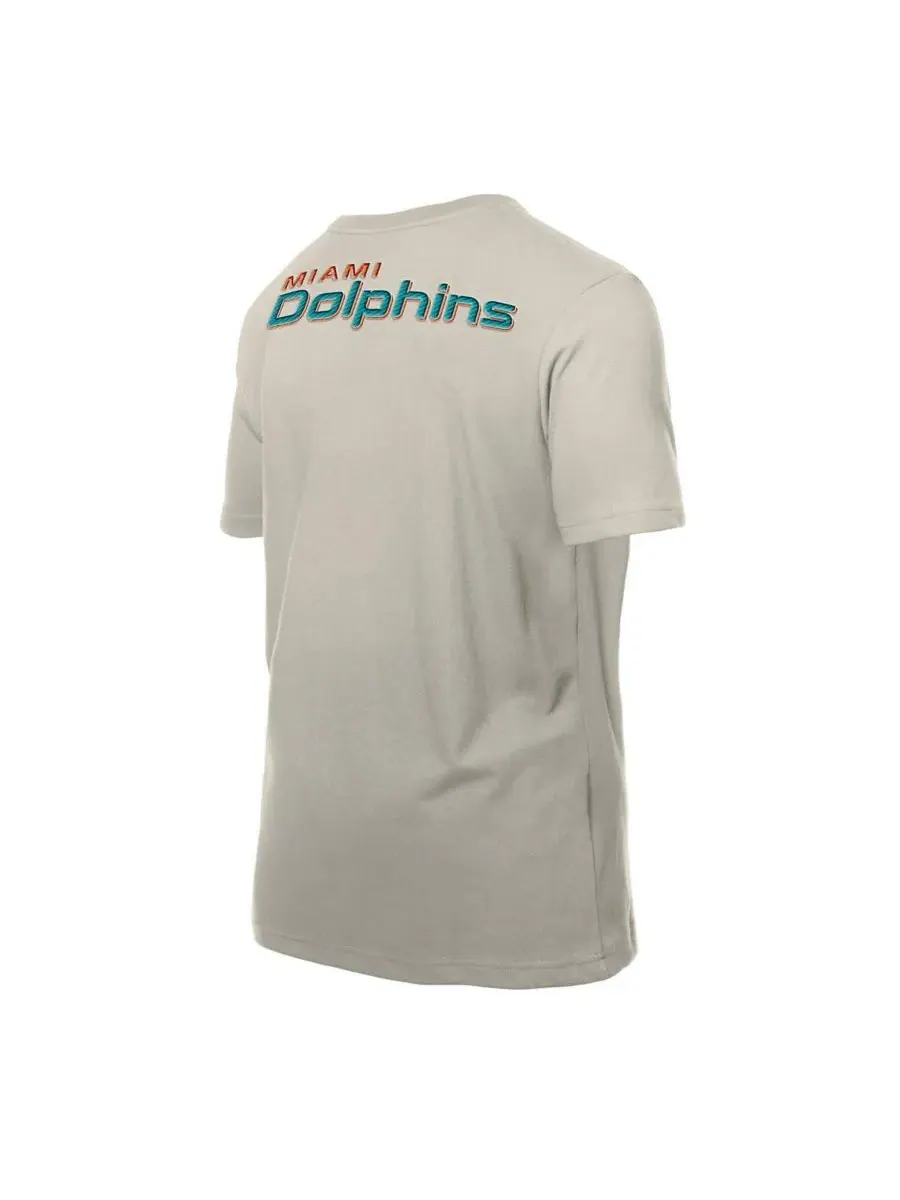 New Era Мужская светло-бежевая футболка с несколькими нашивками команды Miami Dolphins — изображение 4 из 5, светлый бежевый