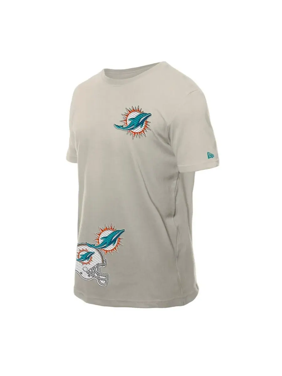 New Era Мужская светло-бежевая футболка с несколькими нашивками команды Miami Dolphins — изображение 5 из 5, светлый бежевый