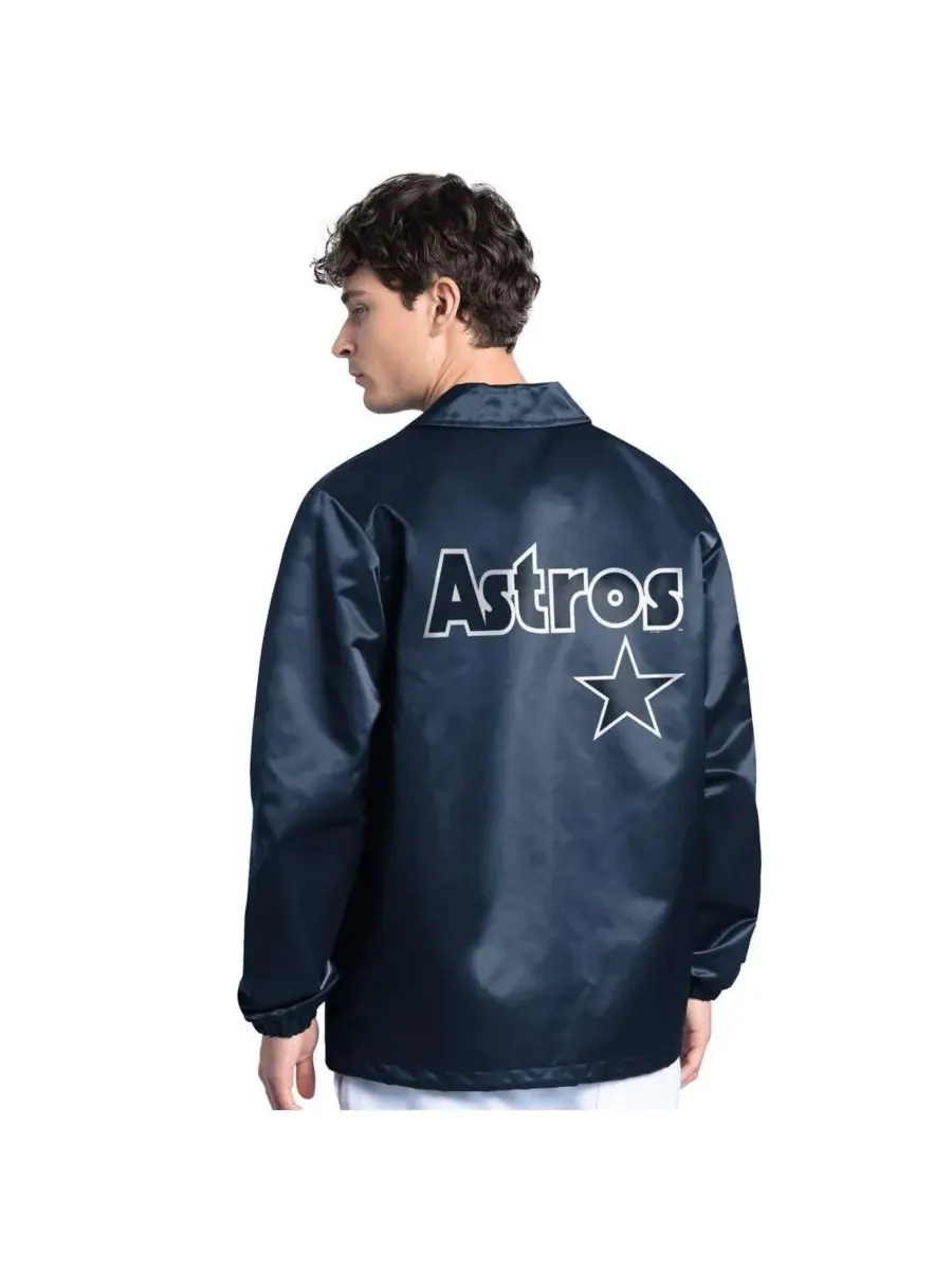 Starter Мужская темно-синяя куртка тренера Houston Astros Cooperstown Collection Point Man Full-Snap — изображение 2 из 2