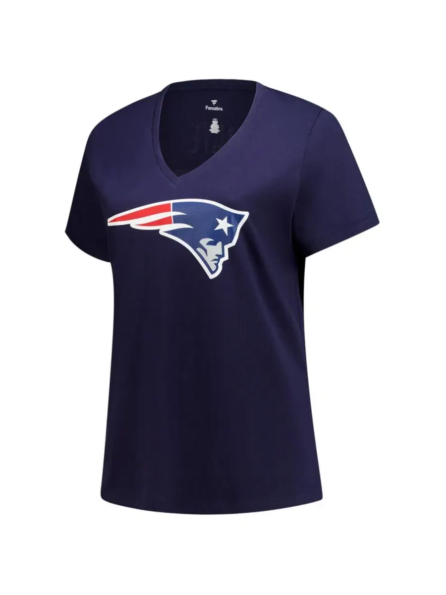 Футболка с V-образным вырезом Drake Maye Navy New England Patriots Plus Size Fanatics — изображение 2 из 3, темно-синий
