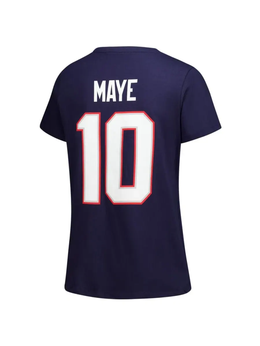 Футболка с V-образным вырезом Drake Maye Navy New England Patriots Plus Size Fanatics — изображение 3 из 3, темно-синий