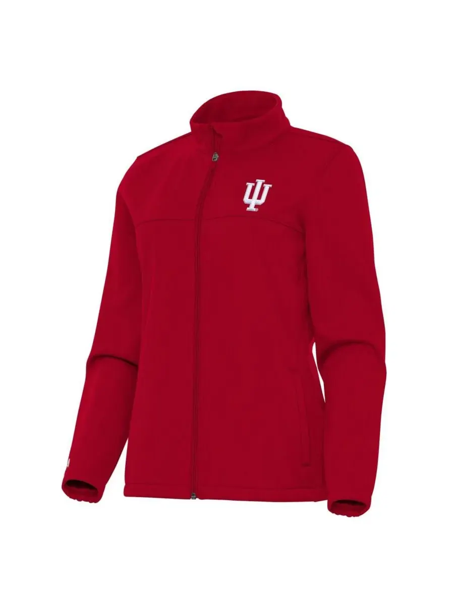 Женская куртка на молнии с символикой команды Indiana Hoosiers Links 2, цвет малиновый Antigua — изображение 2 из 3