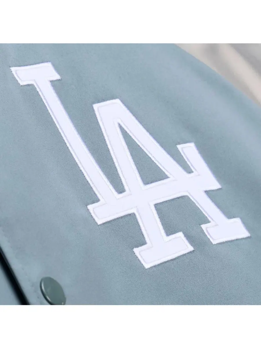 Мужская серая куртка Mitchell Ness Los Angeles Dodgers Thunderstorm Head Coach из легкого атласа с — изображение 3 из 4