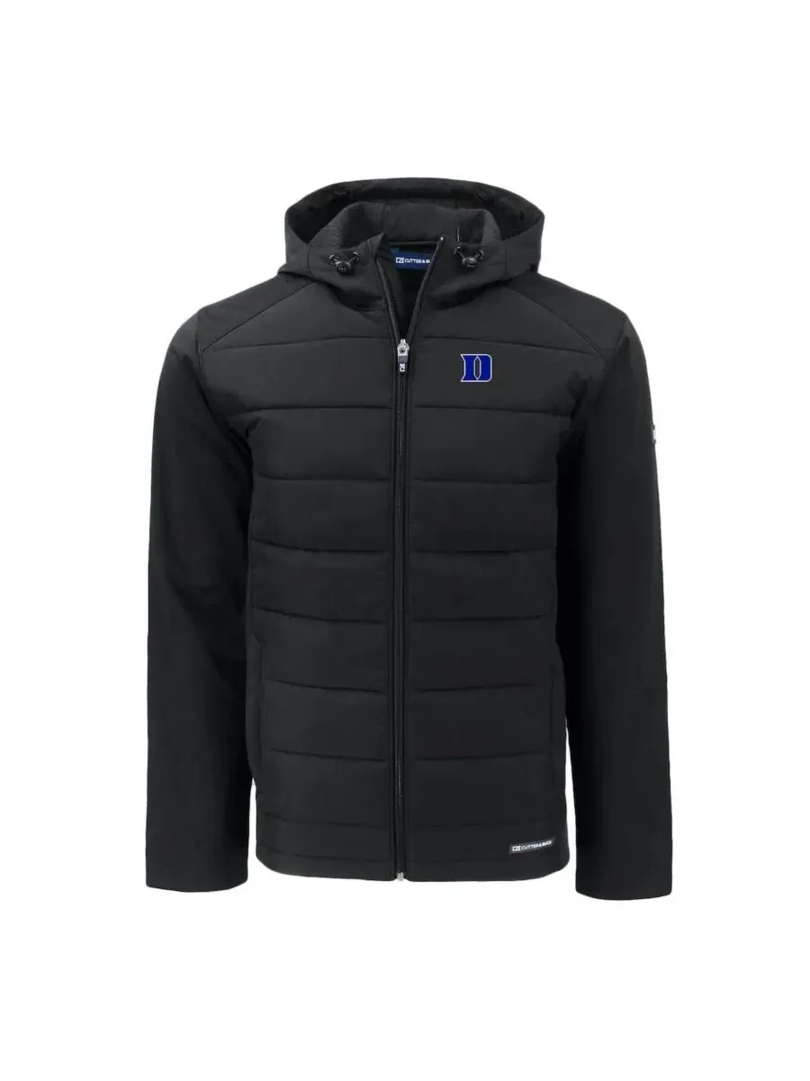 Мужская черная куртка-худи Duke Blue Devils Evoke Hybrid Eco Softshell на молнии Cutter & Buck — изображение 2 из 3, черный