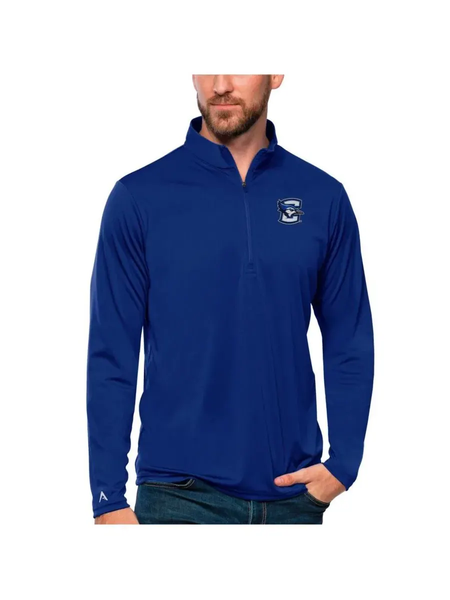 Мужская синяя футболка на молнии с символикой команды Creighton Bluejays Tribute Antigua