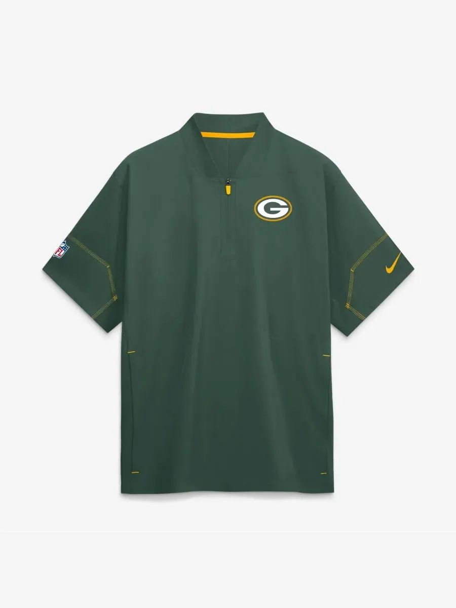 Ветрозащитная куртка тренера с коротким рукавом Nike Green Bay Packers Sideline