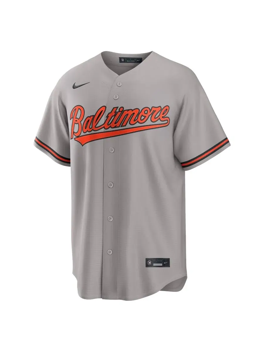 Мужская реплика джерси Gunnar Henderson Road Baltimore Orioles Nike — изображение 2 из 3, серый