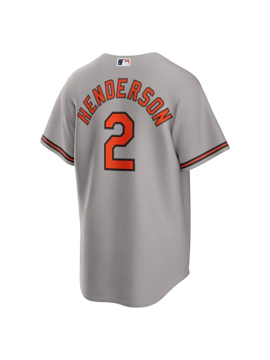 Мужская реплика джерси Gunnar Henderson Road Baltimore Orioles Nike — изображение 3 из 3, серый