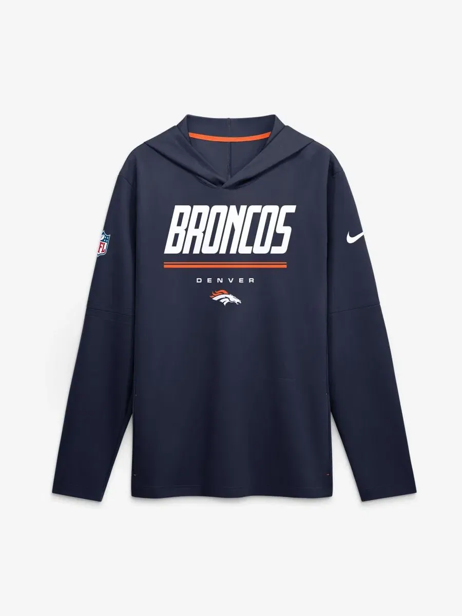 Легкая длинная футболка с капюшоном и съемными рукавами Denver Broncos Sideline Nike