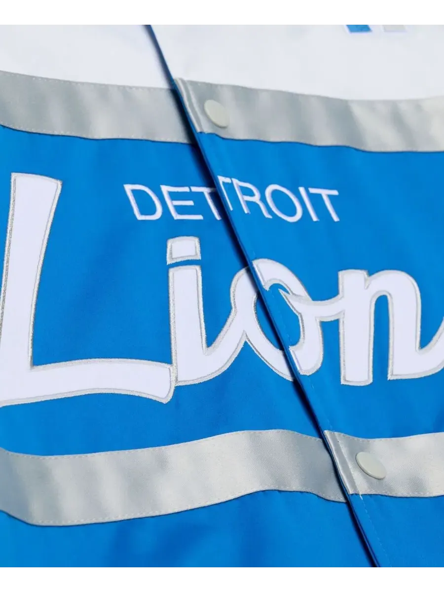 Легкая куртка из атласа с принтом Detroit Lions, Head Coach Mitchell & Ness — изображение 4 из 4, синий