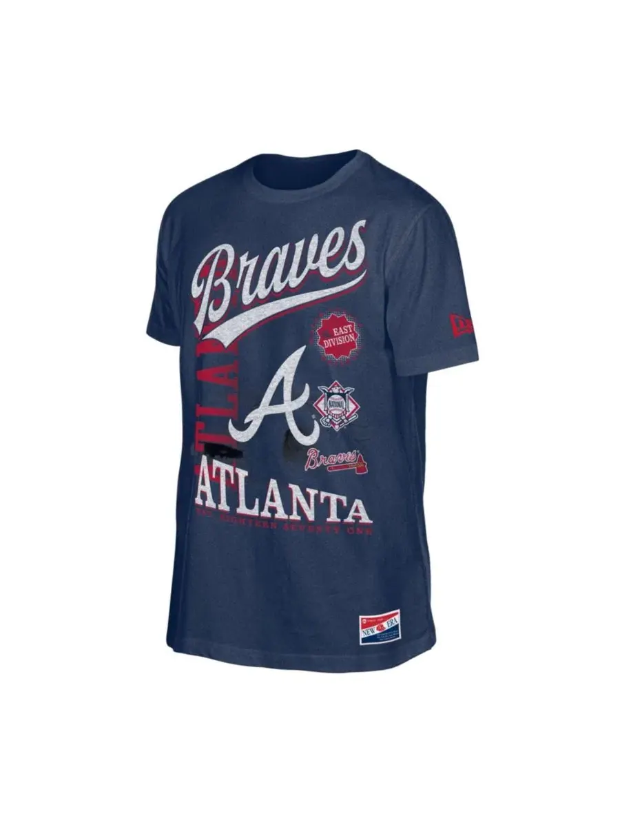 Футболка оверсайз с состаренным принтом Atlanta Braves New Era — изображение 3 из 4, темно-синий