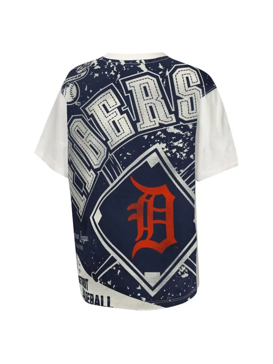 Футболка с принтом Detroit Tigers Big League Top Player Outerstuff — изображение 3 из 3, кремовый темно-синий