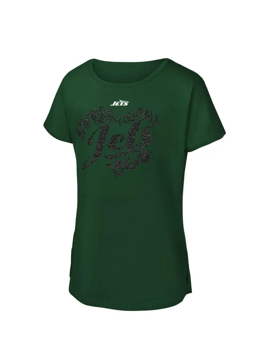 Футболка-долман с принтом Script Heart New York Jets Outerstuff