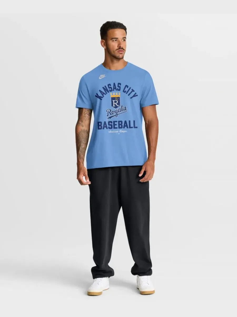Футболка с ретро-принтом Kansas City Royals Cooperstown Collection Nike — изображение 4 из 4, светлый синий