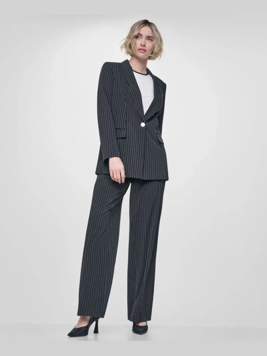 Женский удлиненный блейзер из стрейч-ткани с лацканами DKNY, Blk/Ivy — изображение 3 из 10