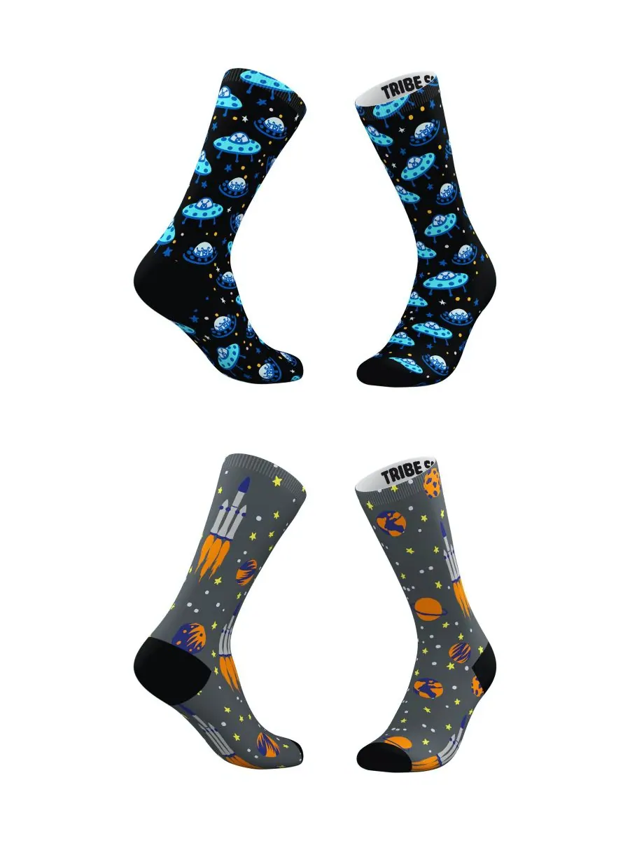 Мужские и женские синие носки Blastoff, комплект из 2 штук Tribe Socks, Assorted Pre-Pack — без цвета
