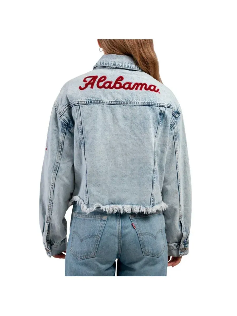 Hype And Vice Женская джинсовая куртка Alabama Crimson Tide светлого оттенка с полной застежкой на — изображение 2 из 3