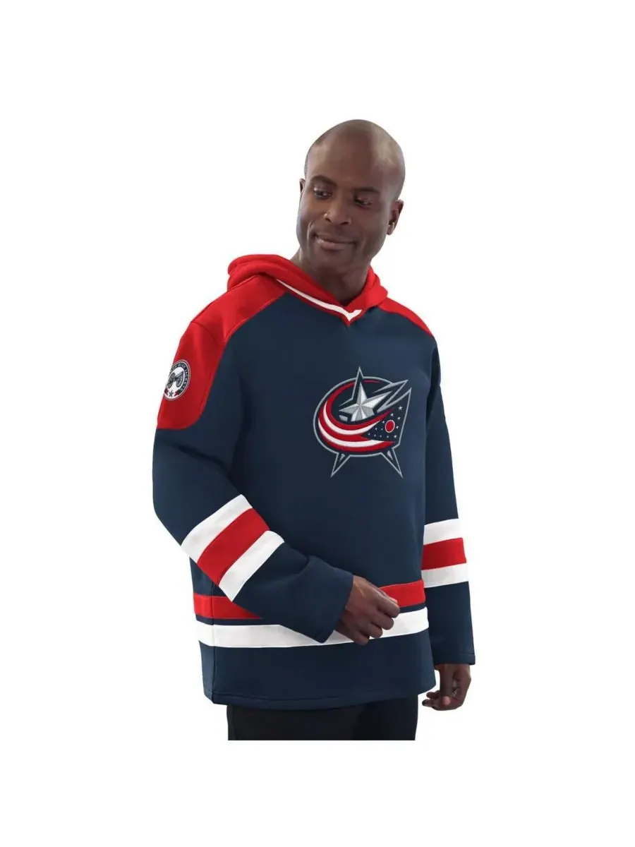 Starter Мужская толстовка с капюшоном в стиле хоккейной команды Columbus Blue Jackets