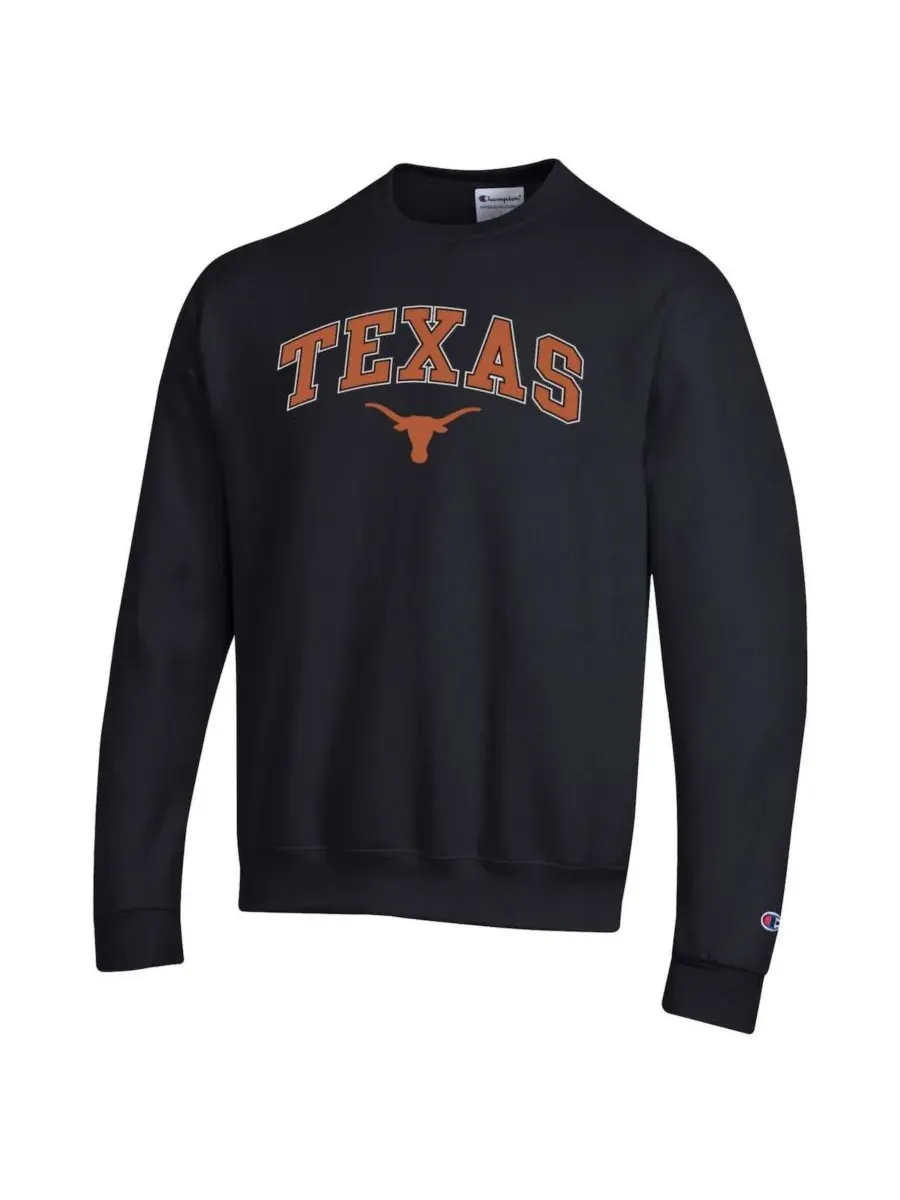 Champion Мужская черная толстовка с логотипом Texas Longhorns Arch Over Logo — изображение 2 из 3, черный