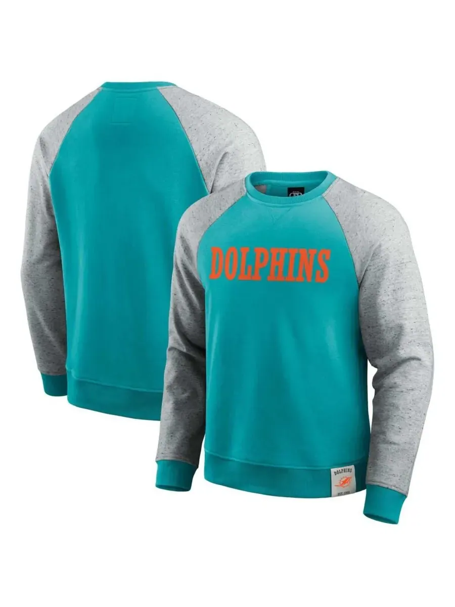 Fanatics Мужская толстовка Darius Rucker Collection Aqua/Heather Gray Miami Dolphins Color Block