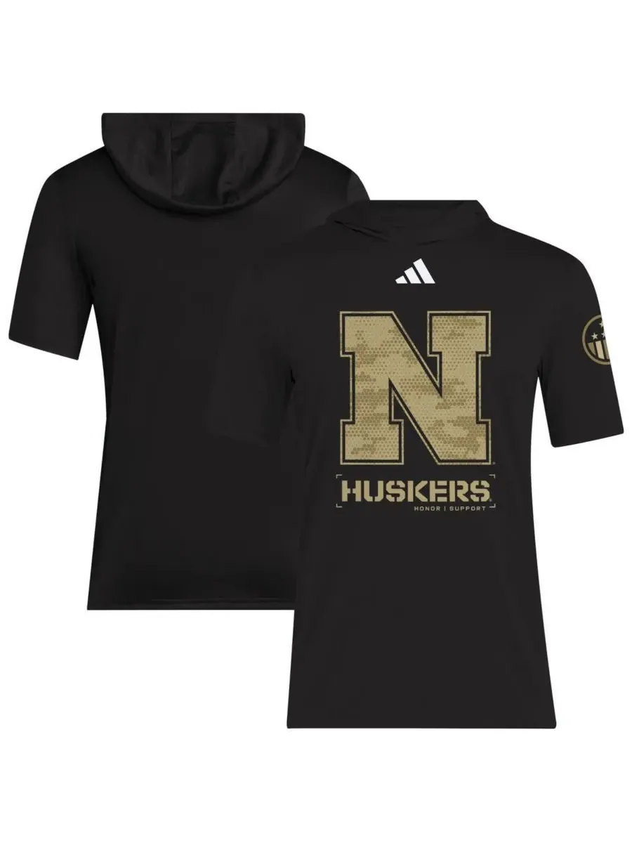 Adidas Мужская черная футболка AEROREADY с символикой команды Nebraska Huskers 2025 в честь Дня