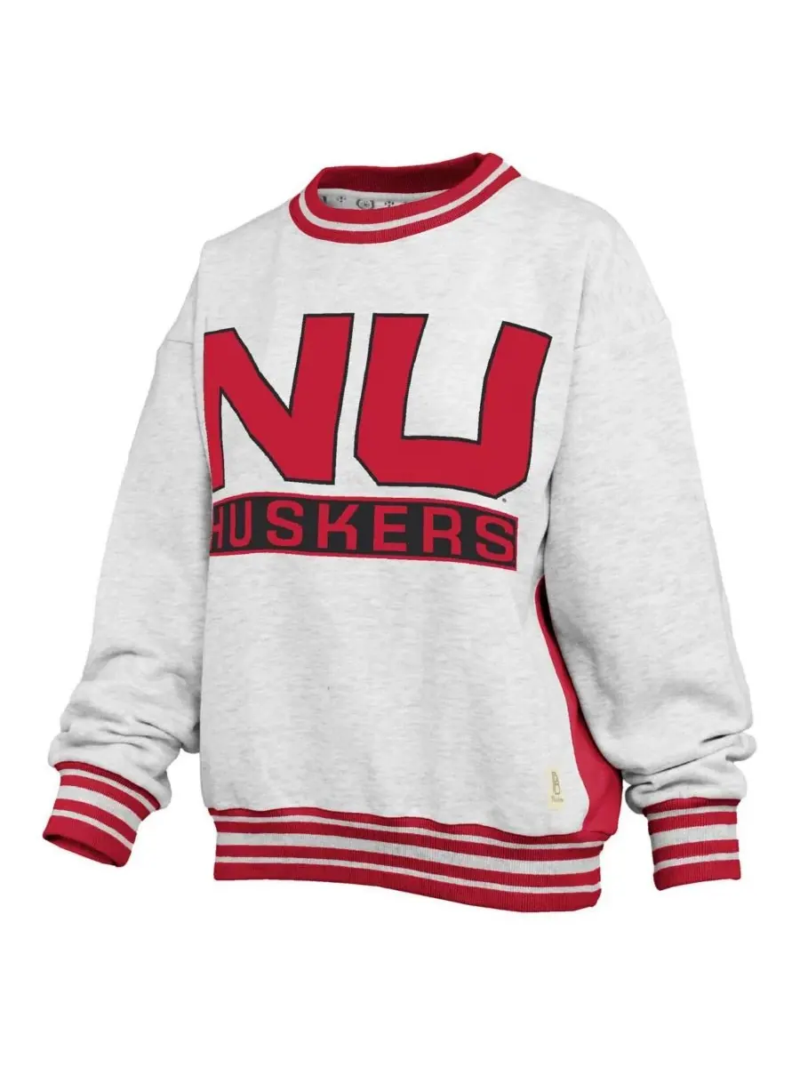 Pressbox Женская толстовка с круглым вырезом и логотипом команды Nebraska Huskers Endzone — изображение 2 из 3, серый