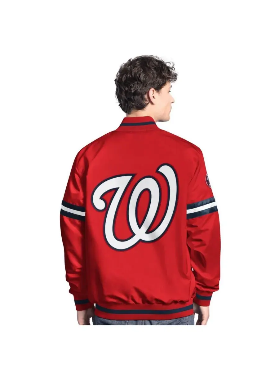 Starter Мужская красная куртка-бомбер Washington Nationals Scout с застежкой на кнопках — изображение 2 из 2, красный