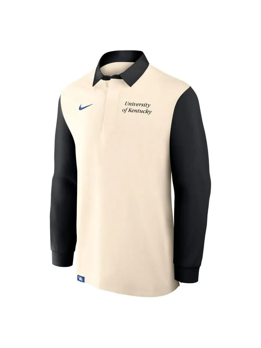 Nike Мужская футболка с длинным рукавом для регби команды Kentucky Wildcats — изображение 2 из 3, бежевый черный