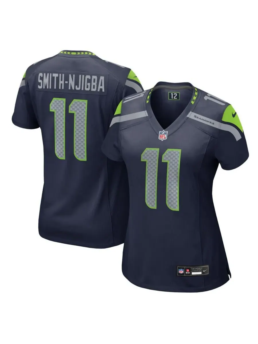 Nike Женская игровая футболка Jaxon Smith-Njigba College Navy Seattle Seahawks