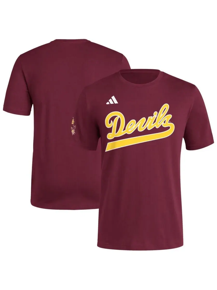 Adidas Мужская бордовая футболка с логотипом Arizona State Sun Devils