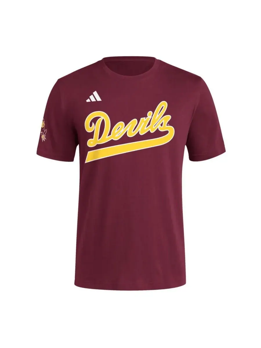 Adidas Мужская бордовая футболка с логотипом Arizona State Sun Devils — изображение 3 из 3, коричневый