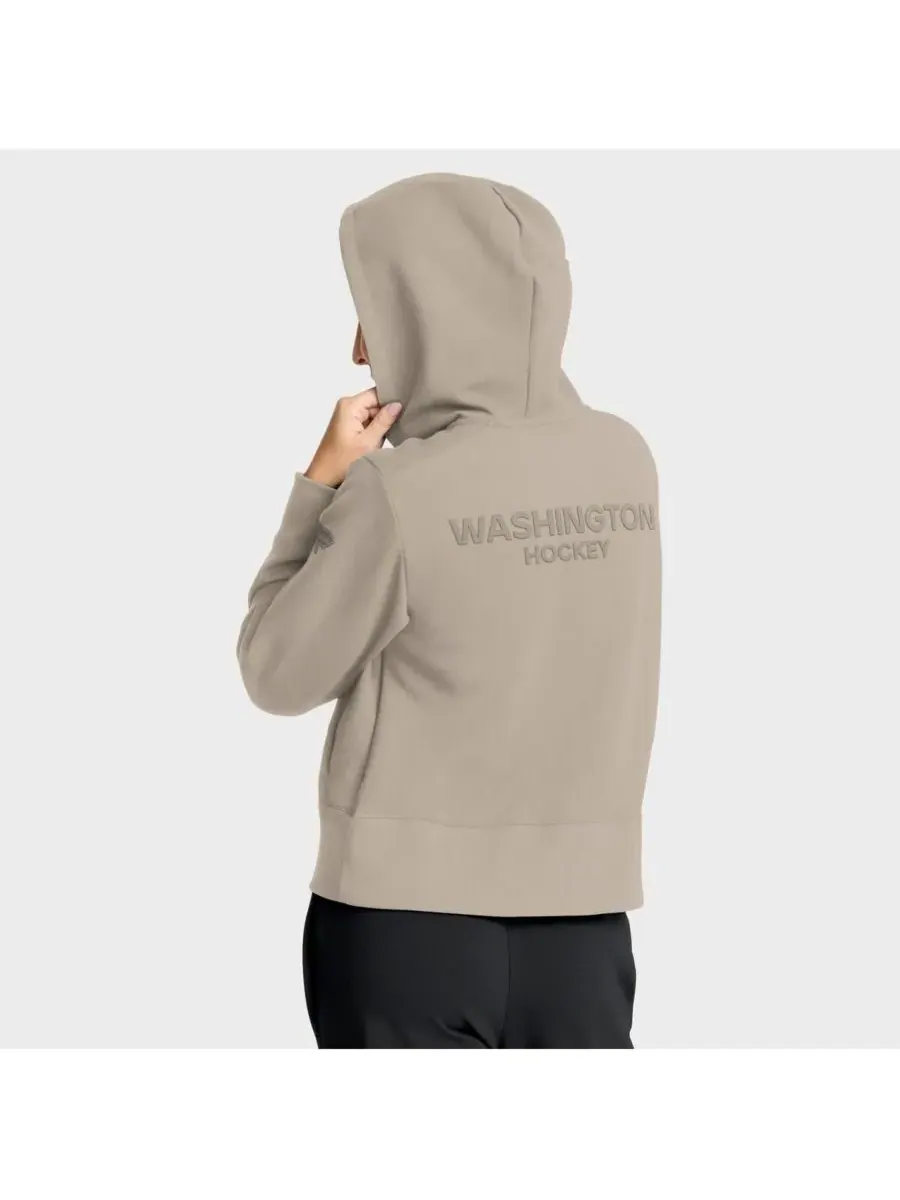Fanatics Женская толстовка с застежкой-молнией на четверть длины, цвета хаки, с символикой — изображение 3 из 4, бежевый