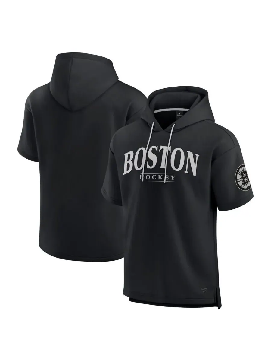 Fanatics Мужская черная толстовка с коротким рукавом Boston Bruins Elements Ready