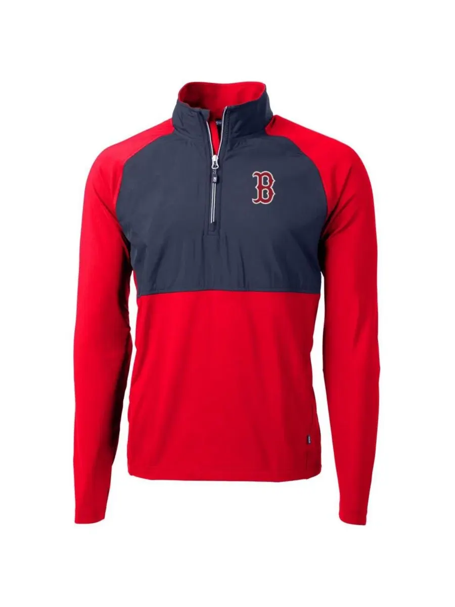 Мужская куртка-пуловер Boston Red Sox Adapt Eco Knit Hybrid с застежкой-молнией на четверть длины