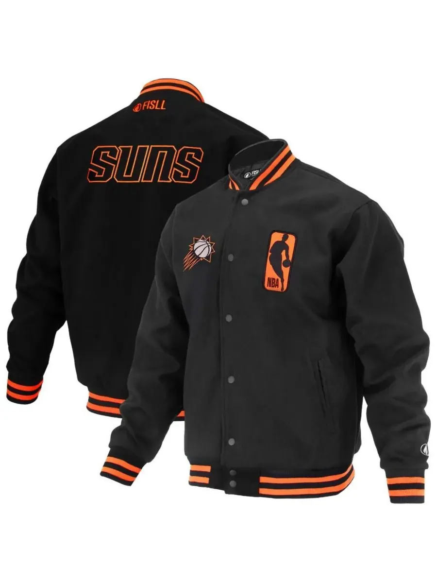 FISLL Мужская и женская черная куртка-бомбер Phoenix Suns с логотипом из коллекции Shadow