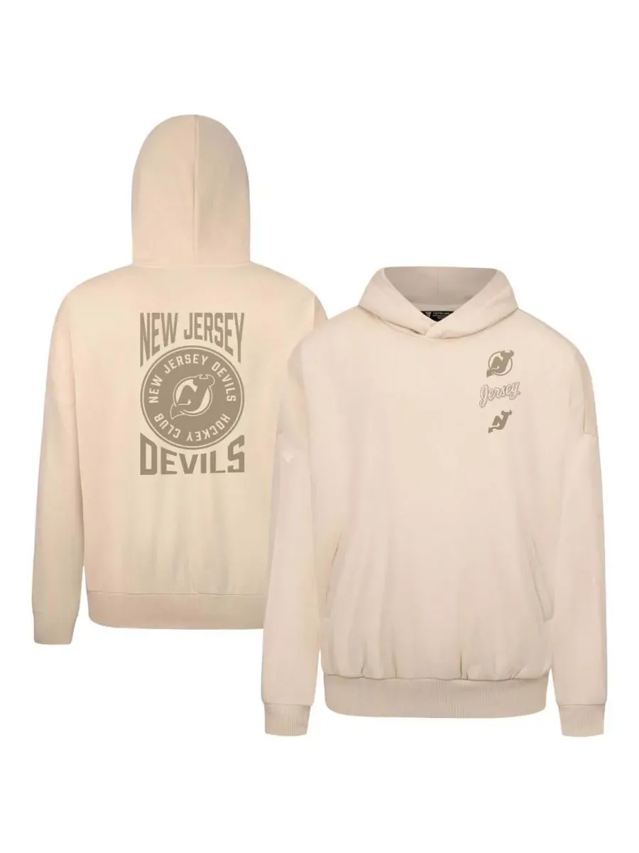 LevelWear Мужская кремовая толстовка с капюшоном New Jersey Devils Contact Stamp