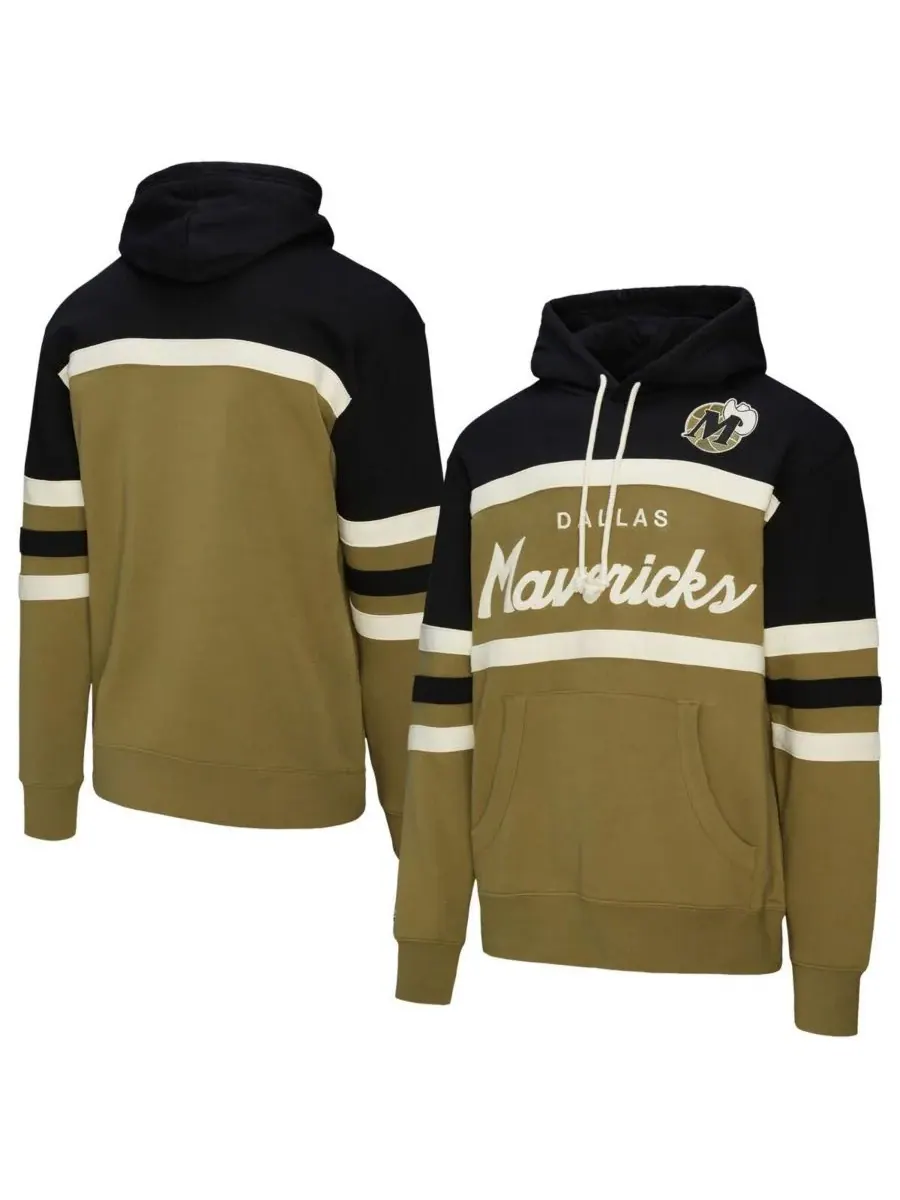 Mitchell & Ness Мужская толстовка с капюшоном оливкового цвета с логотипом Dallas Mavericks Double