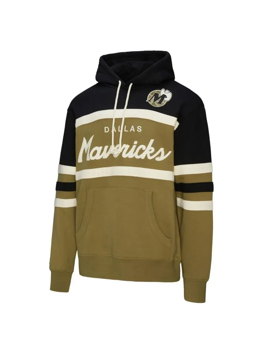 Mitchell & Ness Мужская толстовка с капюшоном оливкового цвета с логотипом Dallas Mavericks Double — изображение 5 из 5