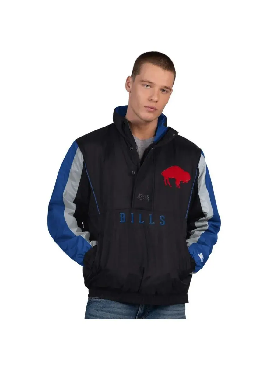 Starter Мужская черная куртка с винтажным логотипом Buffalo Bills Thursday Night Gridiron на молнии